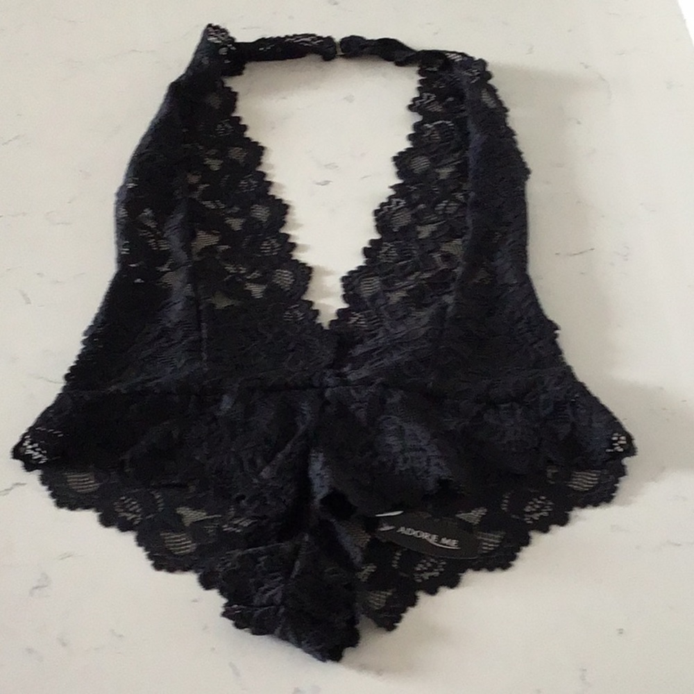 Black Lace Halter, Teddy , Adore Me Size Small